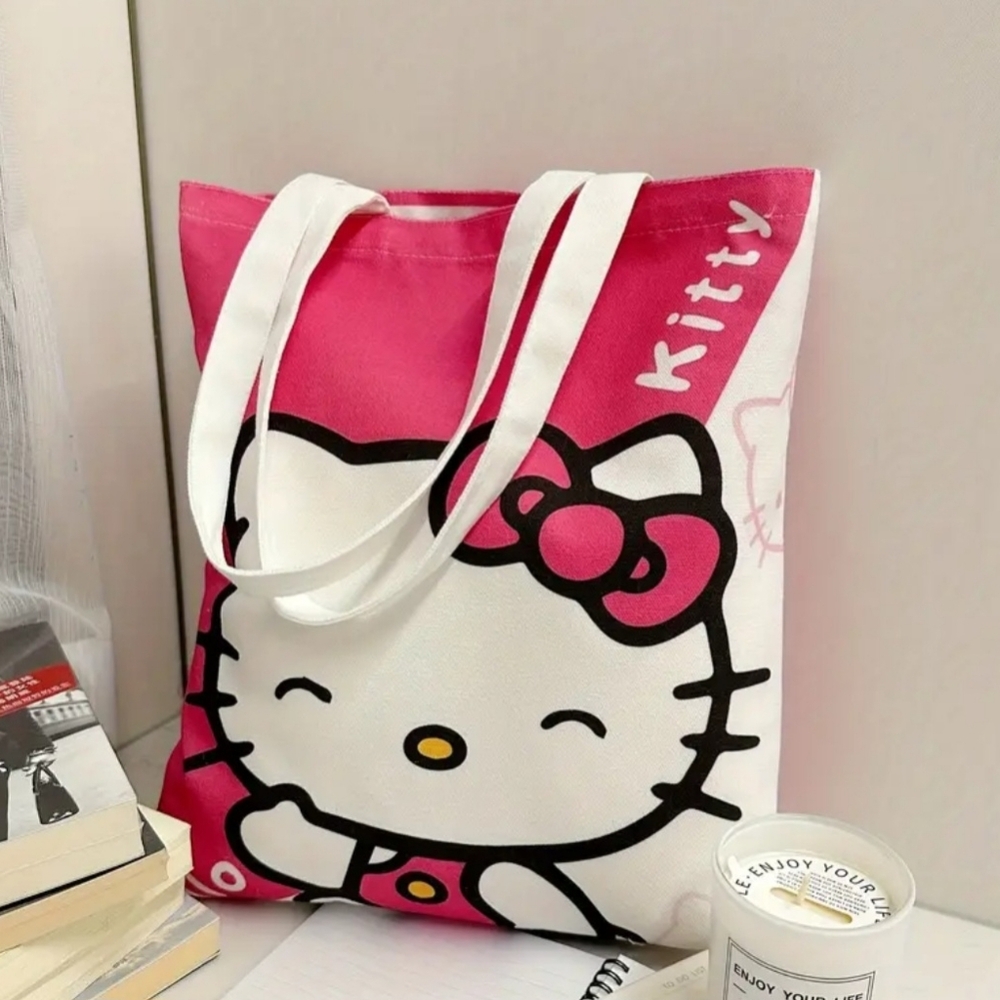 HELLO KITTY Large Canvas Tote Bag NEW